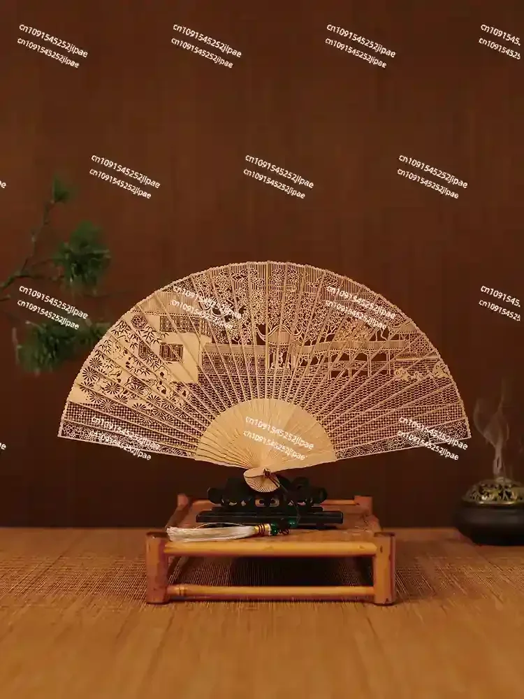 Sandalwood Fan, Rosewood Folding,  Hollow, Chinese Goods, Gifts, Antiques