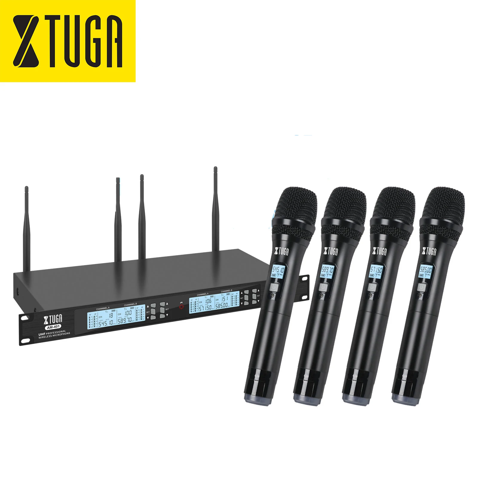 XTUGA AM-401 recién llegados 4 en 1 sistema con micrófono inalámbrico micrófono de mano Karaoke canto Microfono para hablar