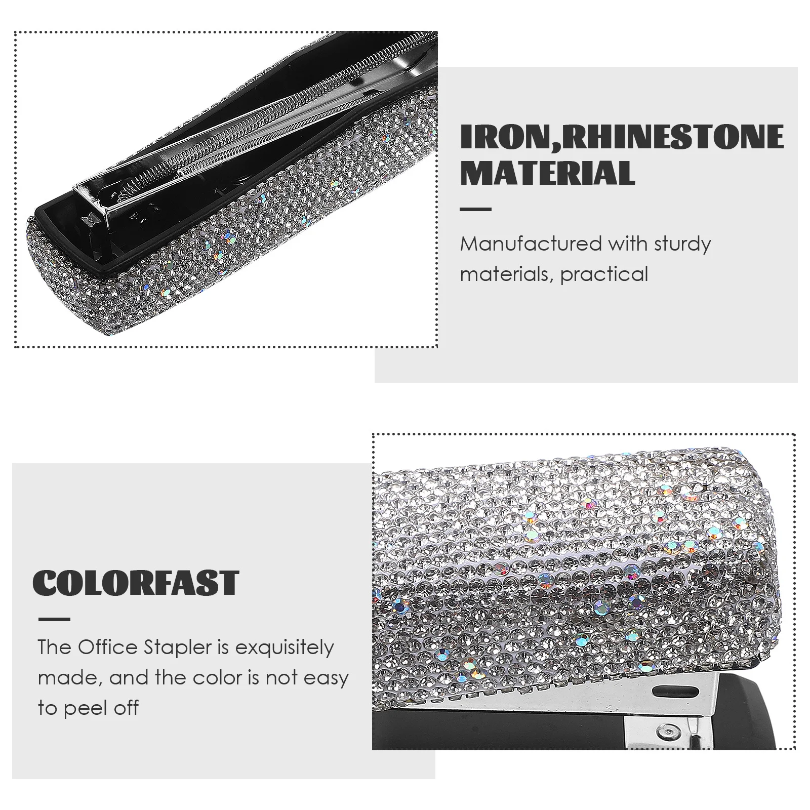 1 ensemble petite agrafeuse à strass en métal robuste outil de bureau professionnel portable agrafage rapide pour les travaux en classe