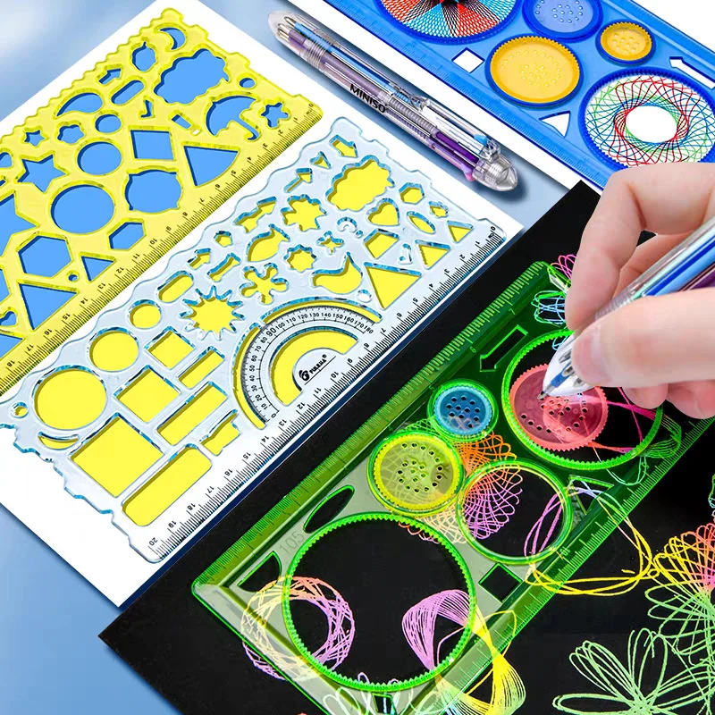 18pcs Spirograph Drawing Toys Set Geometric Ruler Mathematical Roulette Drawing Tools Learning Painting Puzzle Toys Art Tool