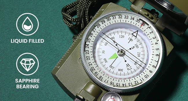 Taktischer Überlebens-Militärkompass aus Metall, professionelle, hochpräzise Zielnavigation, leuchtend, für Outdoor-Wandern, Geologie – Detail 3