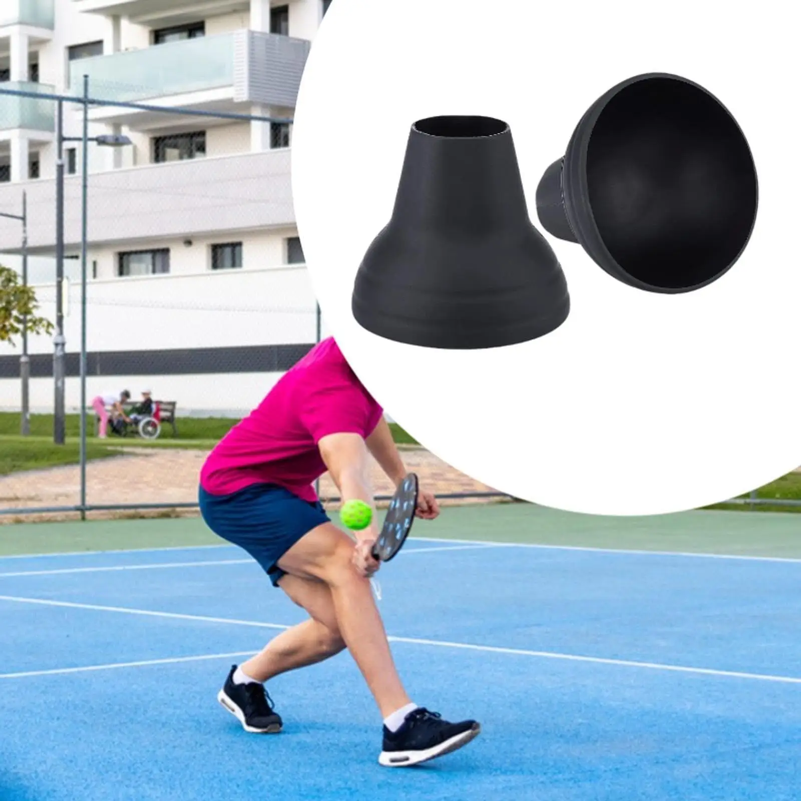 2 Stück Pickleball Ball Retriever befestigt an Pickleball Paddles Ball Collector