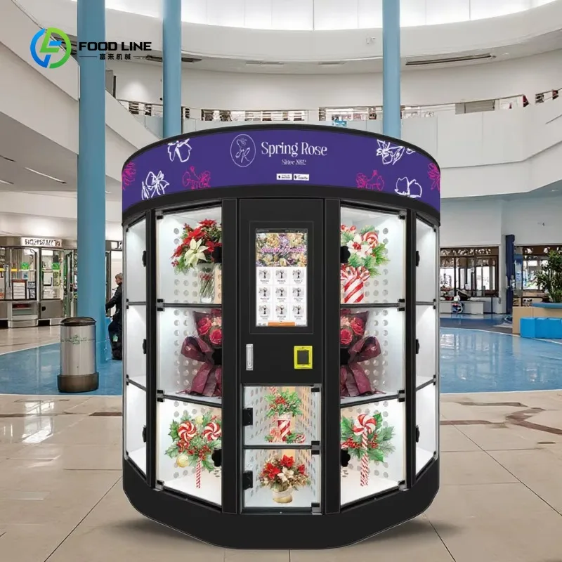 ماكينة بيع الزهور الخارجية الأوتوماتيكية بالكامل بشاشة تعمل باللمس مقاس 22 بوصة مع نظام تبريد للحفاظ على نضج #3