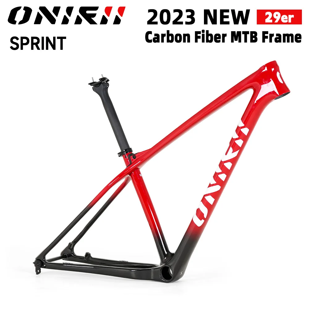 ONIRII MTB 29er Carbon Frame Hardtail Thru Axle 148x12 Boost PF30 1235g Frame with Full Internal Cable Layout for Mountain Bike