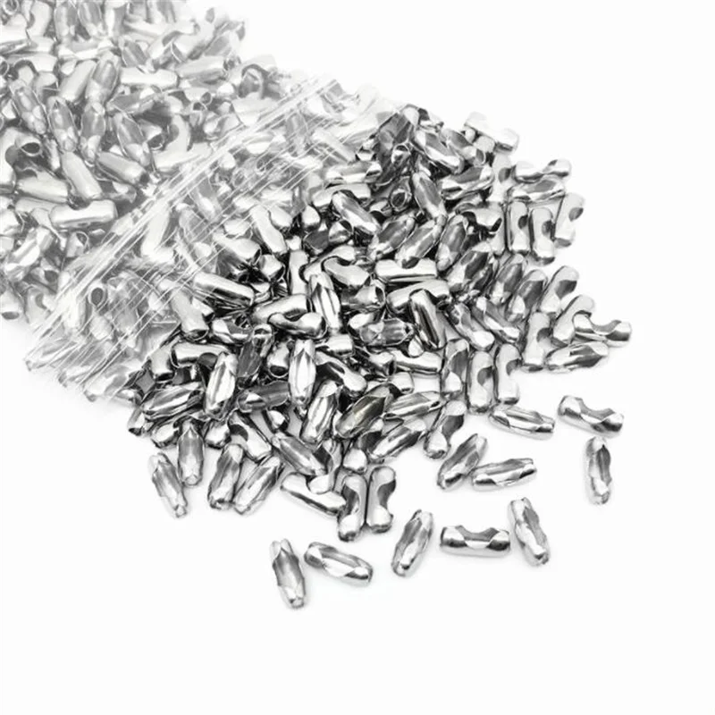 50pcs 1.5 2.0 2.5 3.2 mm Stainless Steel Ball Chain Connector Clasps End Beads Crimp For DIY Jewelry Making Finding Supplies