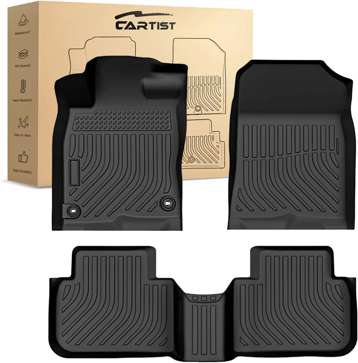 

Universal Car Floor Mats for Sedan Hatchback Models, Waterproof and Durable Accessories with USB Port Compatibility
