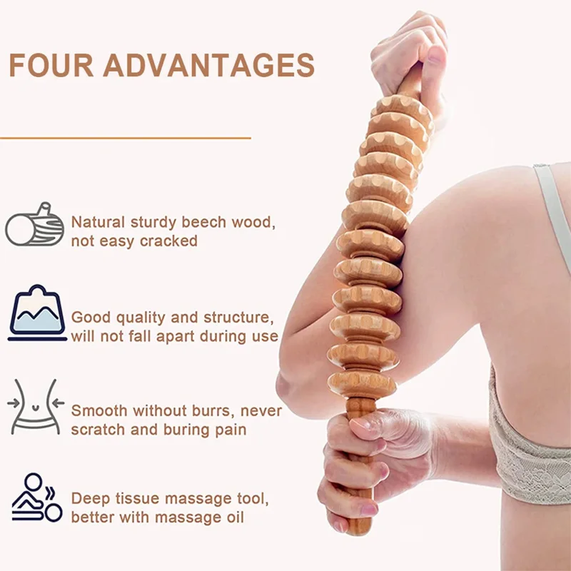 Wood Therapy Massage Roller Lymphatic Drainage GuaSha Tool for Full Body Pain Relief Anti Cellulite Fascial Massage