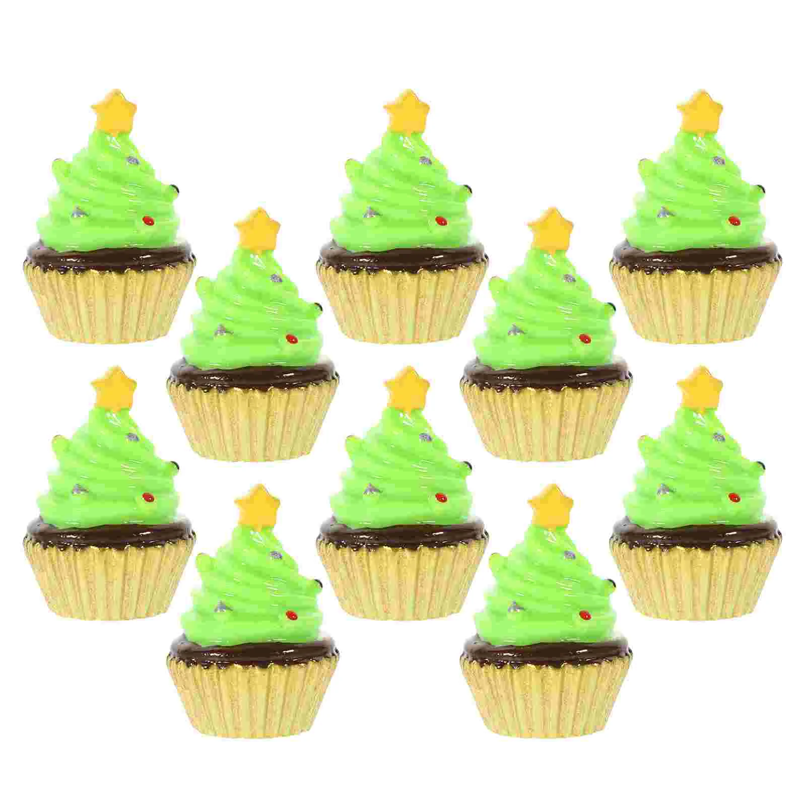 10 Pcs Simulated Cake Decorations Kitchen Food Pretend Play Cakes Fake Model Artificial Models Dessert Christmas