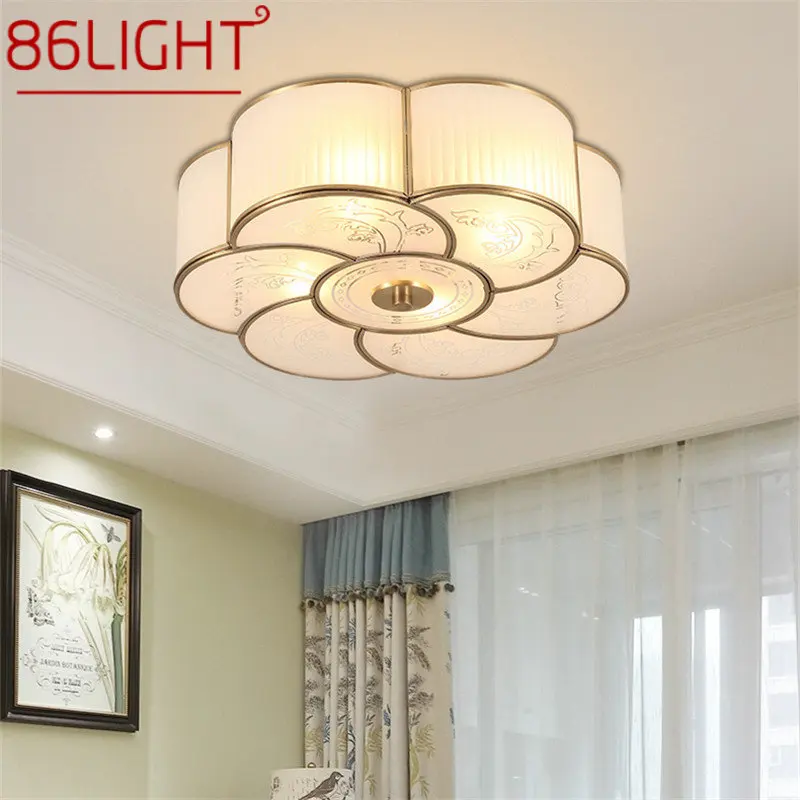 

86LIGHT Nordic Flower Style Brass Ceiling Lamp Modern Light Luxury LED Creative Fixtures Decor For Home Living Bedroom
