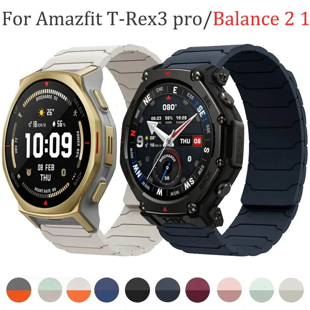 20mm 22mm Magnetisches Silikonarmband für Amazfit T-Rex3 Pro/Balance 2/Bip 6 Komfortables Armband für Samsung Galaxy Watch 7 6 5 4
