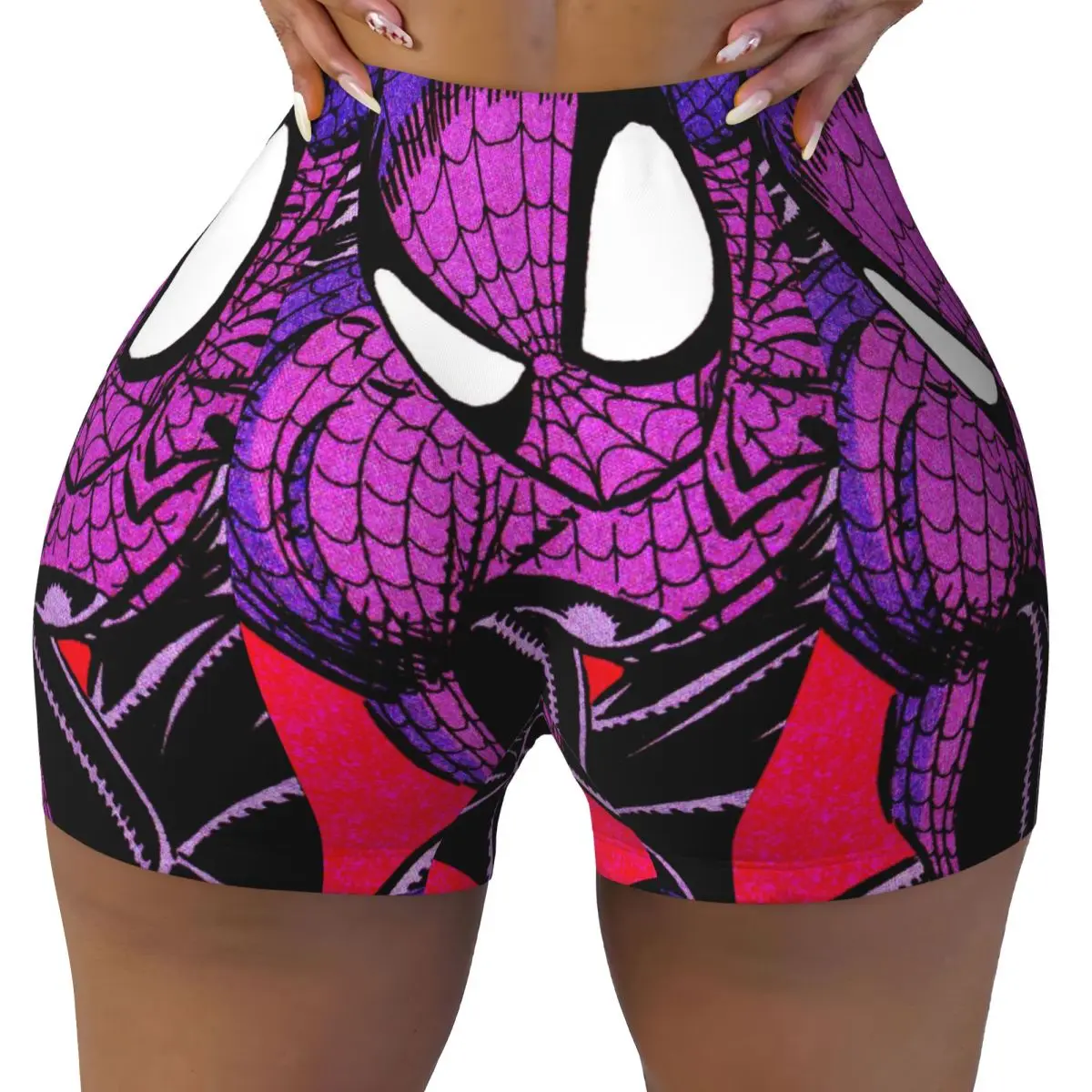 

Custom Spider Man Workout Shorts Women's Superhero Cartoon Gym Volleyball Running Yoga Shorts