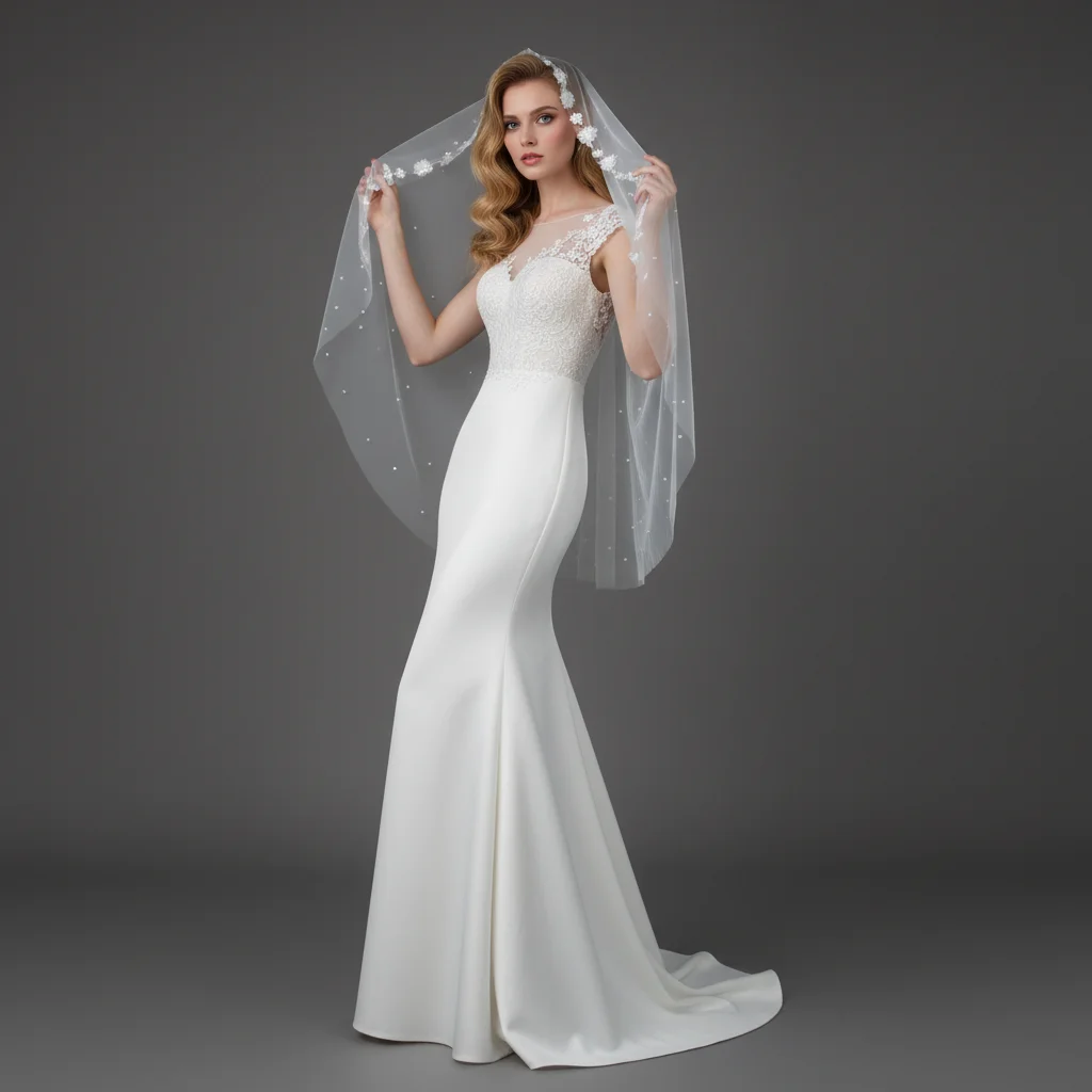 

Свадебная фата с жемчужным цветком, однослойная фата белого цвета слоновой кости, 100 см, русский мягкий тюль с расческой, свадебный аксессуар G37