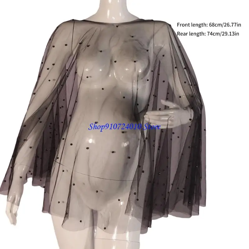 77HD Pregnancy Photoshoots Blouse Cloak Props Cape Design Embroidered Pearls Detail