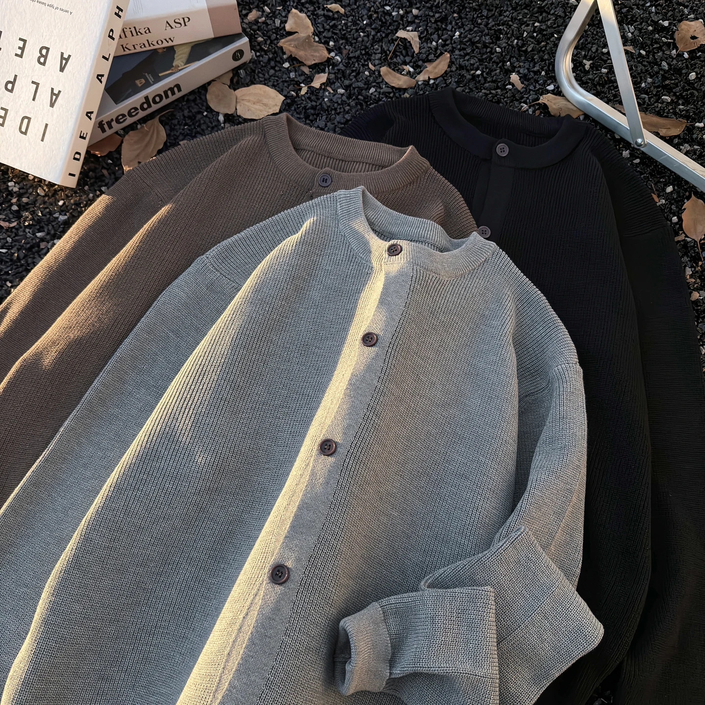 

Мужской вязаный кардиган American Basic Sle, повседневный однотонный свитер, простая свободная верхняя одежда в корейском стиле, весна-осень