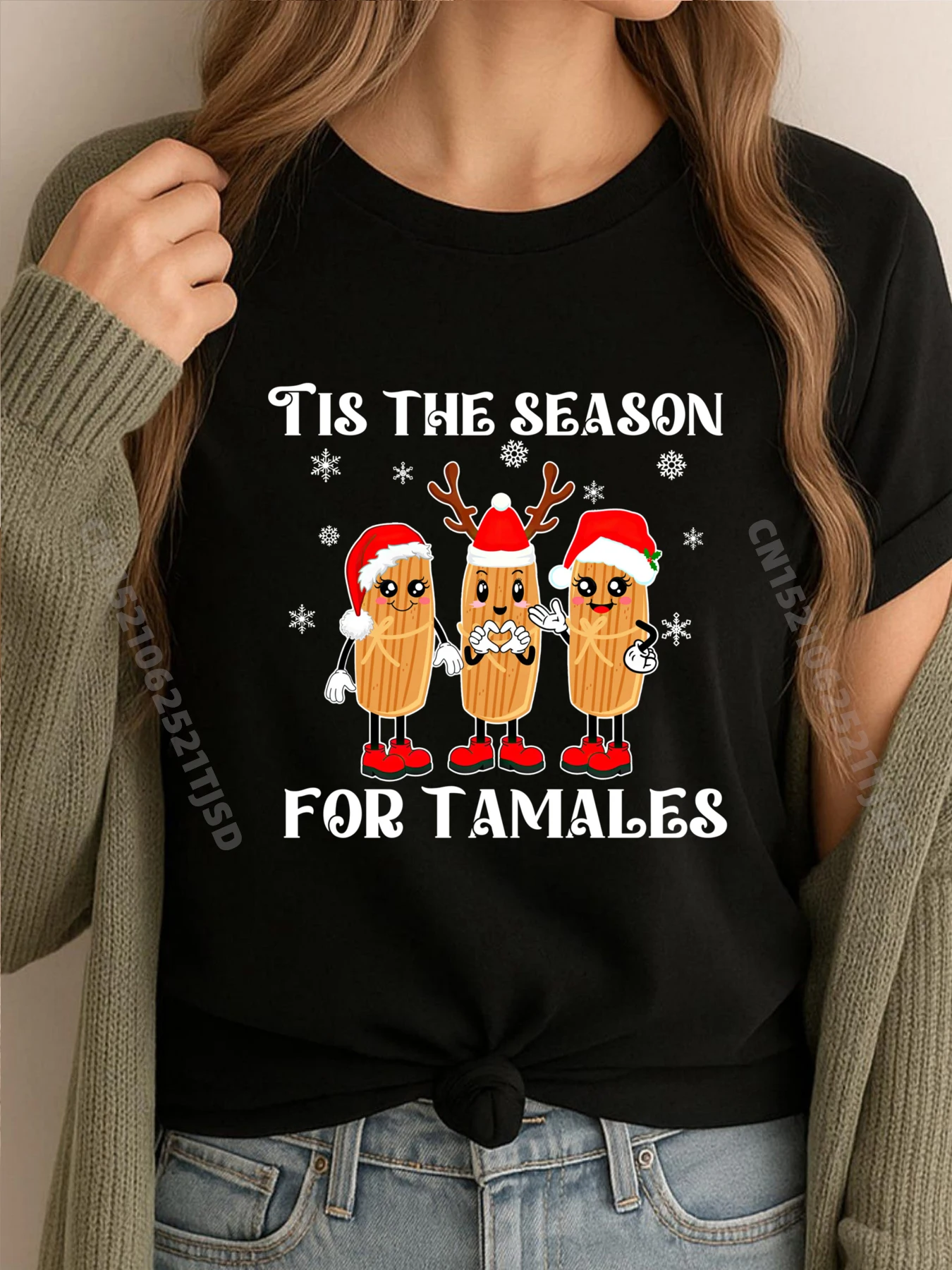 

Tis The Season For Tamales Squad Мексиканская рождественская черная футболка в стиле аниме Harajuku