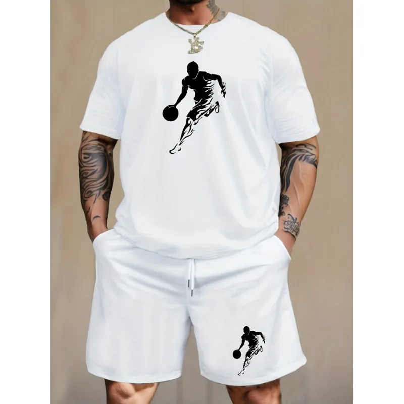 2024 Summer G-STAR RAW Print Men's T-shirts Shorts Set Suit Fashion Leisure Breath Sport Jogging Gym 2pcs Short Sleeve