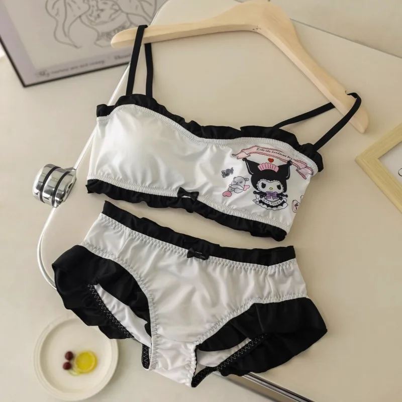 Sanrio\'s new Kuromi Cinnamoroll cute kawaii cartoon anime Kuromi underwear set cinnamon dog bra set sexy underwear holiday gift