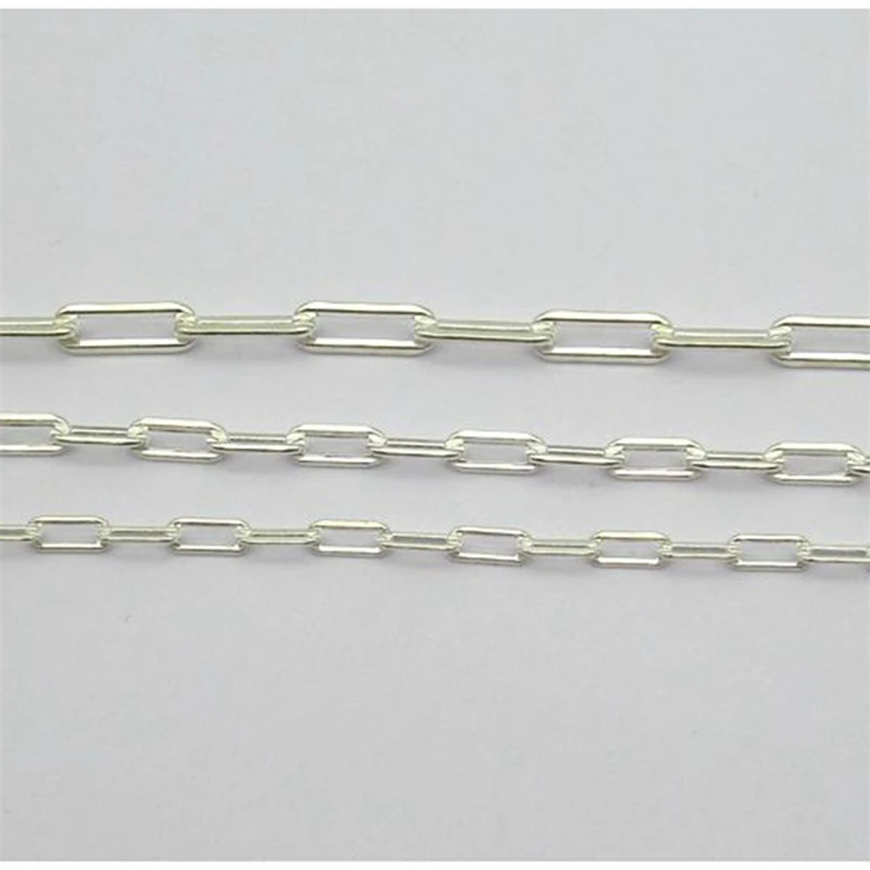 10cm/Lot 925 Sterling Silver Paperclip Chain For Jewelry Making DIY Square Link Chain Accessories ( Not Cut )
