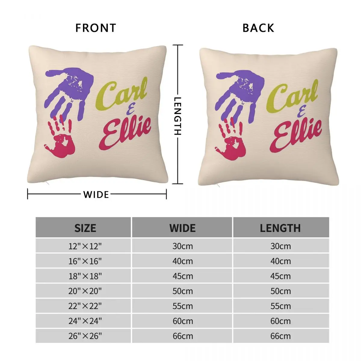 Carl And Ellie Handprint Square Pillowcase Polyester Linen Velvet Printed Zip Decor Throw Pillow Case Room Cushion Cover 18