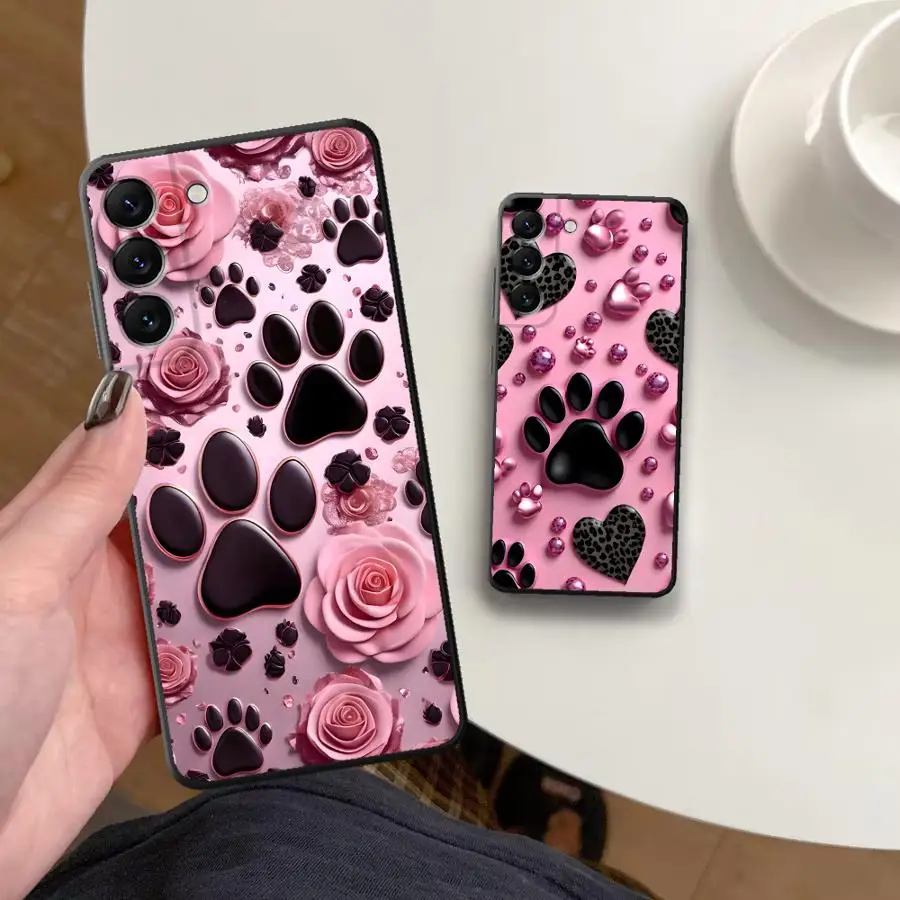 Pink Pet Paw Print Pattern Phone Cover Case for Samsung Galaxy A73 A51 A25 A16 A57 A15 A37 A06 A05 A23 A41 A36 A70 A50 A53 A12 view 4