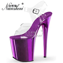 20cm sandały na platformie szczypce do zdejmowania izolacji obcasy Peep Toe egzotyczne buty do Pole Dance sukienka Sexy fetysz klub nocny modele kobiet Party elegancki nowy