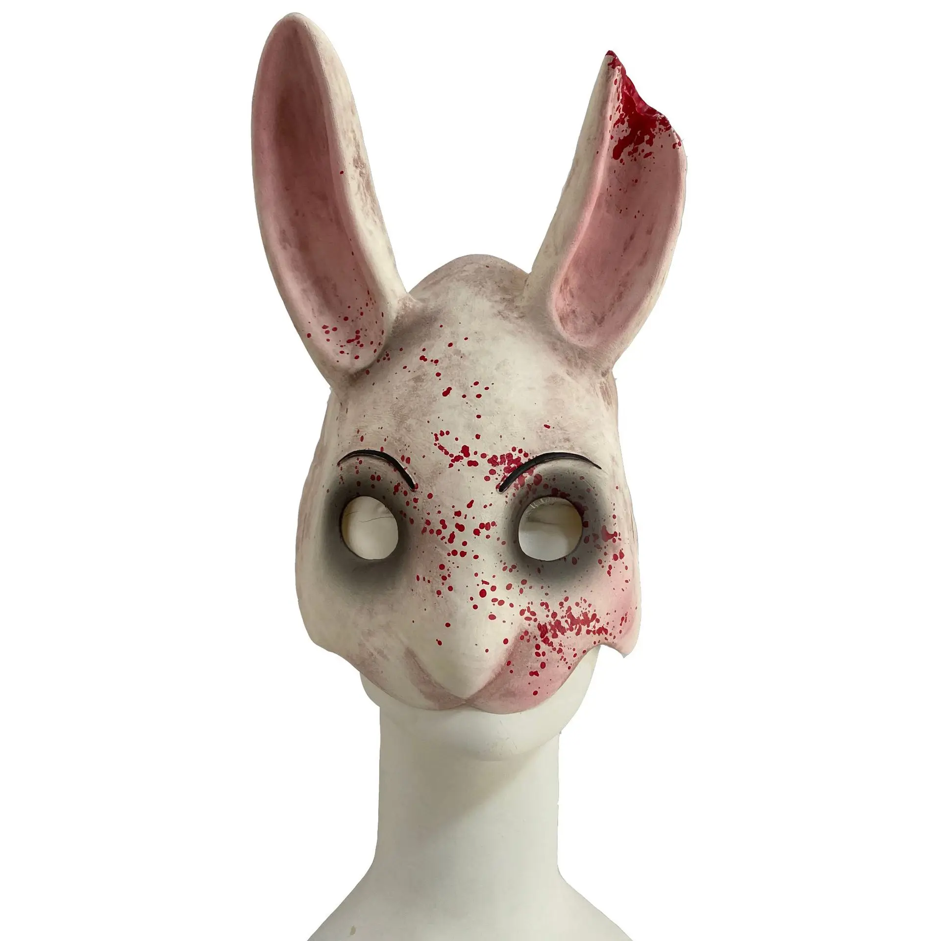 Bloody Bunny Mask Halloween Haunted House Script What Escape Room Fear NPC Horror Props Animal Head Cover Full Face