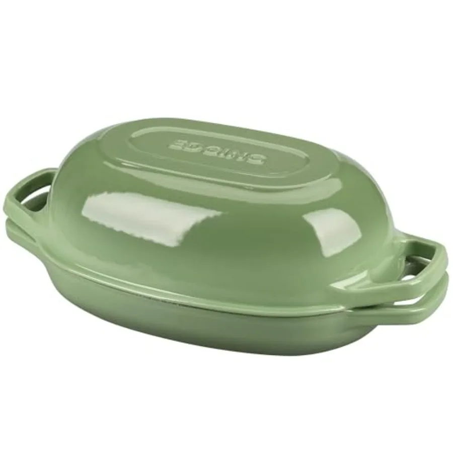 

Enameled Cast Iron Oval Dutch Oven Pot with Lid for Sourdough Bread Baking Oval Bread Pan 5qt Pistachio Green Ideal for Slow Co