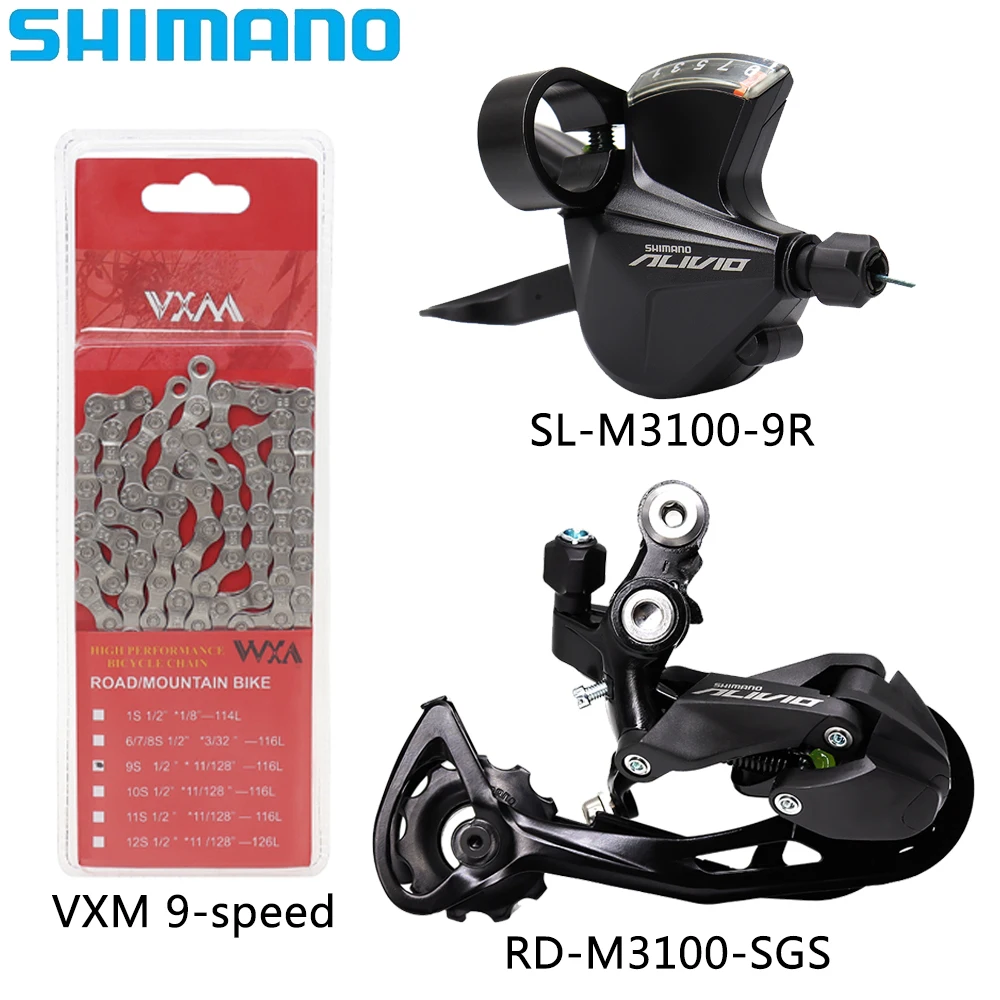 SHIMANO ALTUS M3100 9 Speed Derailleur MTB Bike Shift Lever Rear Derailleur TTPRO T9 Chain VXM 9V Chain Bicycle Parts