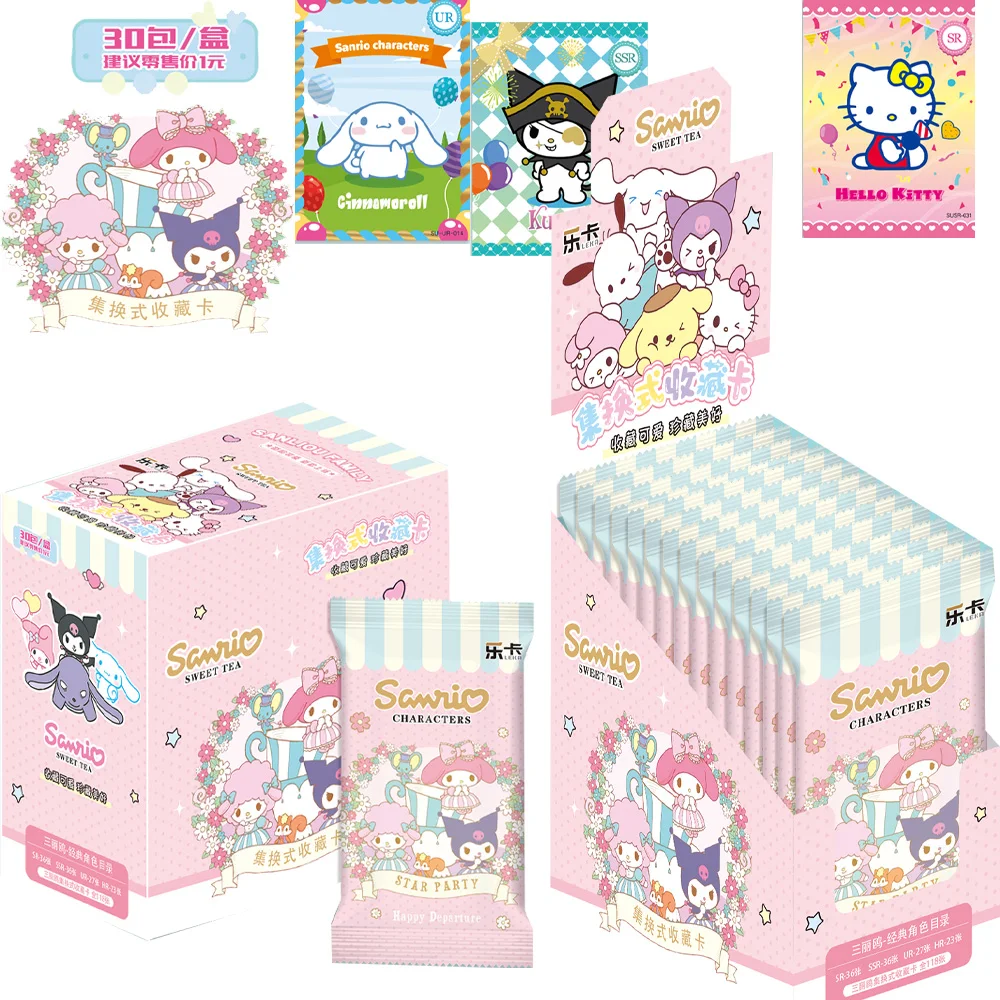 Sanrio Hello Kitty Collectible Cards  Kuromi Melody Cinnamoroll Cartoon Shining Game Trading Cards Children Gifts