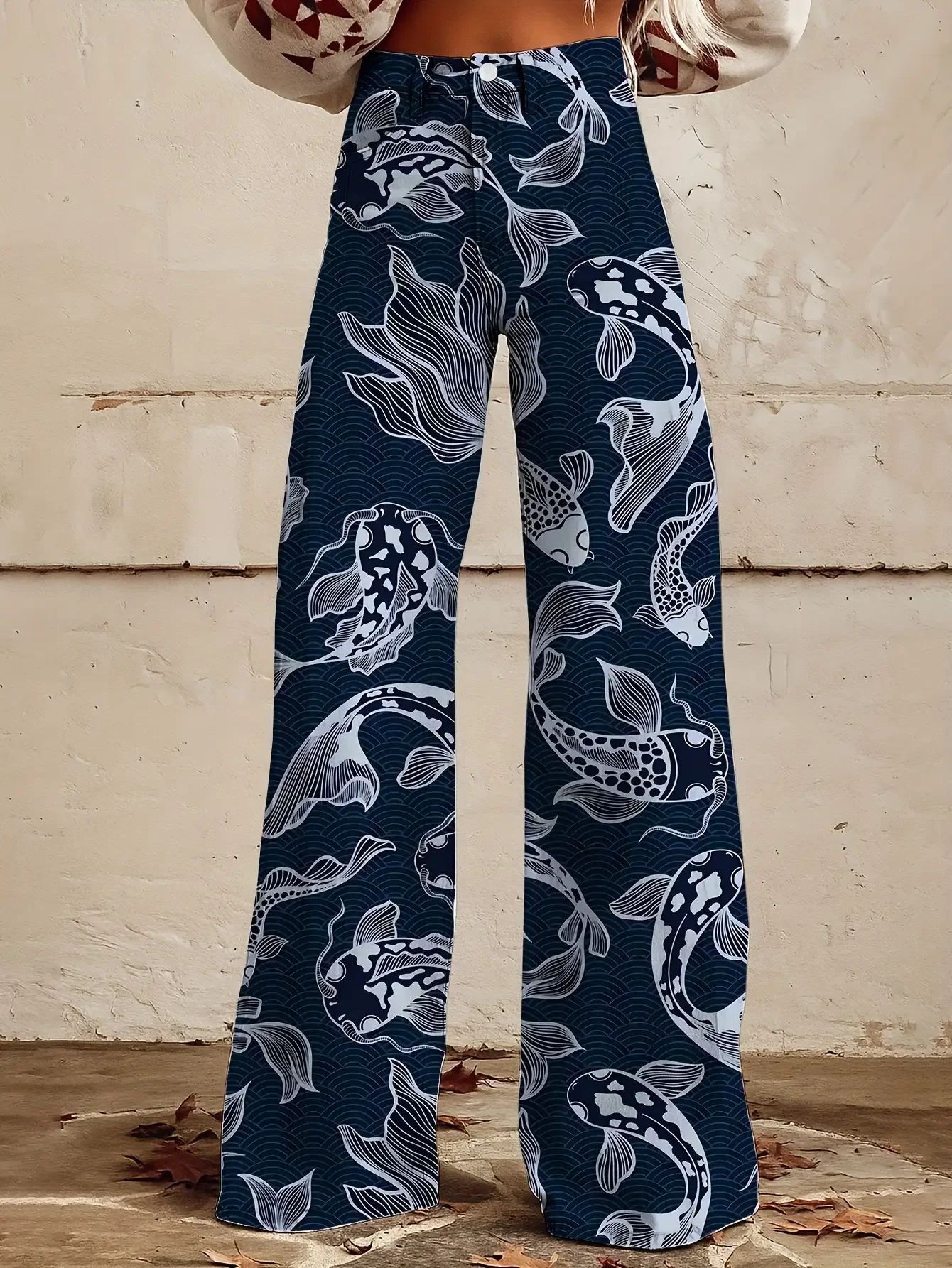 2026 Ladies' casual jeans with colorful western prints and Fun patterns such as popcorn, fox, scarf, etc