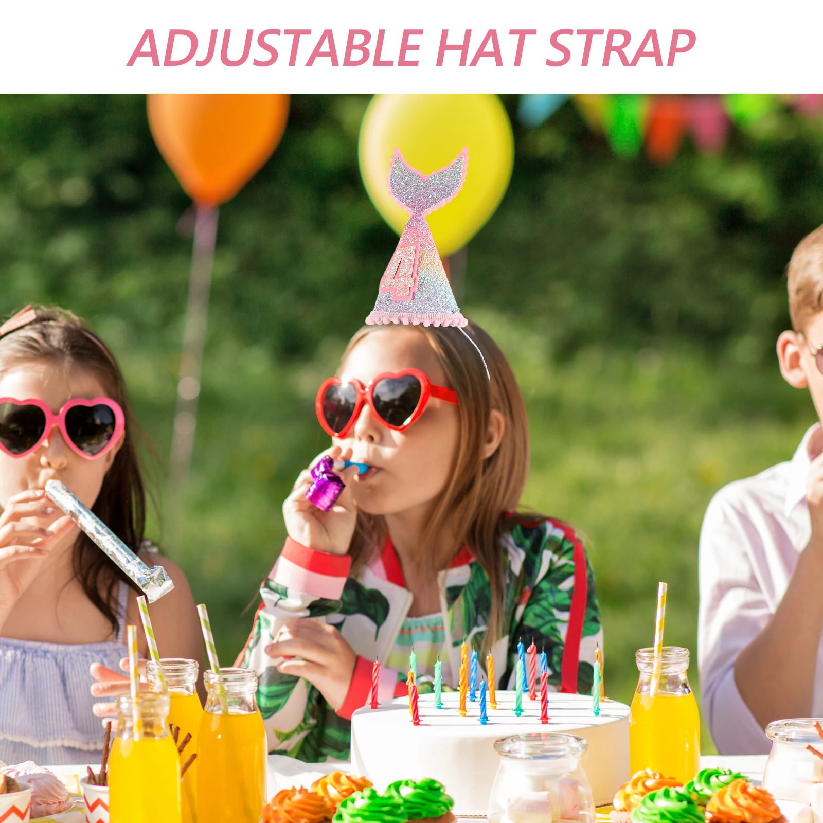 

Glitter Birthday Hat Kids Mermaid Tail Party Accessory Rainbow Colorful Hat For Children Toddler Party Hats Decorative
