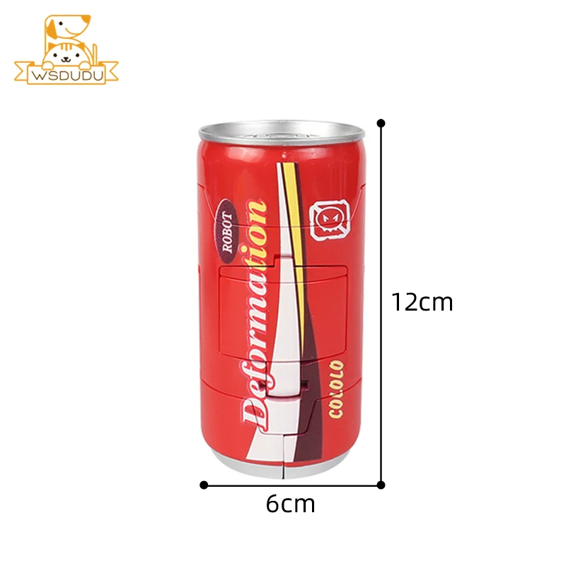 Cool Beverage Can Transform Warrior Robot Figurine Transformation Cartoon KO Battle Action Figure Toy Drink Tin Model Kids Gifts