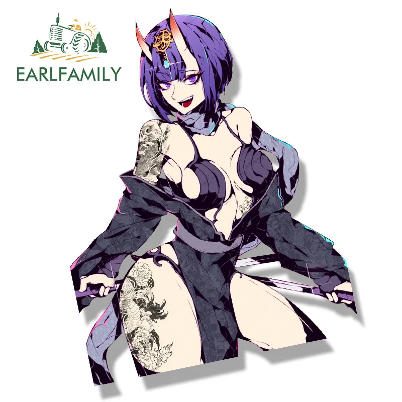 EARLFAMILY Gothic Punk Shuten Douji Fanart Car Sticker Anime Tattoo Sketch Waifu Decal JDM Cartoon Peek Girl Caster Stickers