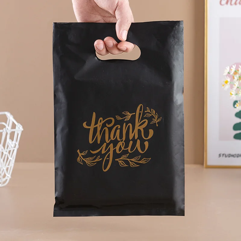100/50/10 قطعة شكرا لك حقائب للهدايا الزفاف عيد ميلاد ضيف هدية التفاف أكياس متجر بلاستيكي الأعمال الصغيرة الحلوى المعجنات مخزن التعبئة والتغليف