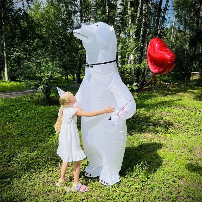 

Polar Bear Inflatable Costume Big White Bear Adult Costume Fun Animal Inflatable Set Christmas Halloween Cosplay Party Dress Up