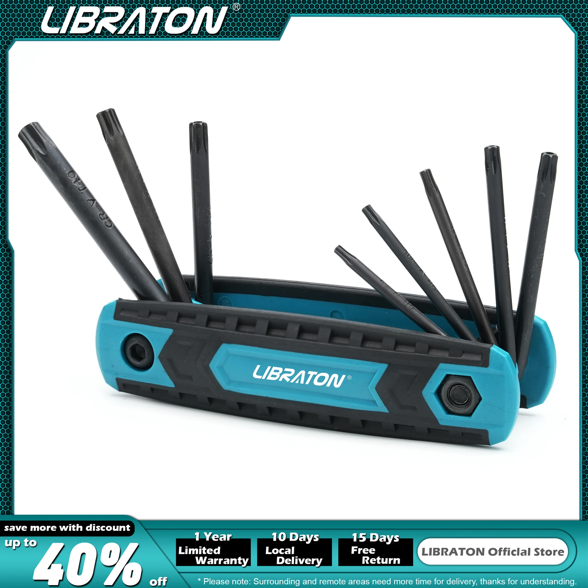 Libraton 8 in 1 katlanır kurcalamaya dayanıklı Torx anahtar seti, cep taşınabilir kurcalamaya dayanıklı güvenlik yıldız anahtar takımı boyutları T-9