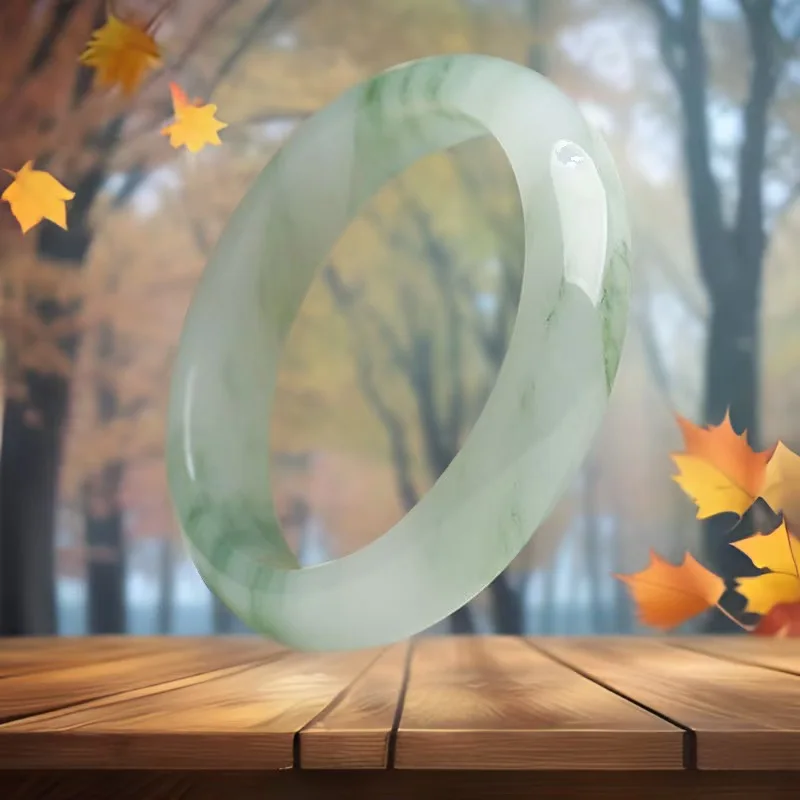 سوار Cui Xue Cui العائمة زهرة اليشم سوار أنثى سوار الموضة أصيلة سوار من اليشم حزمة شهادة