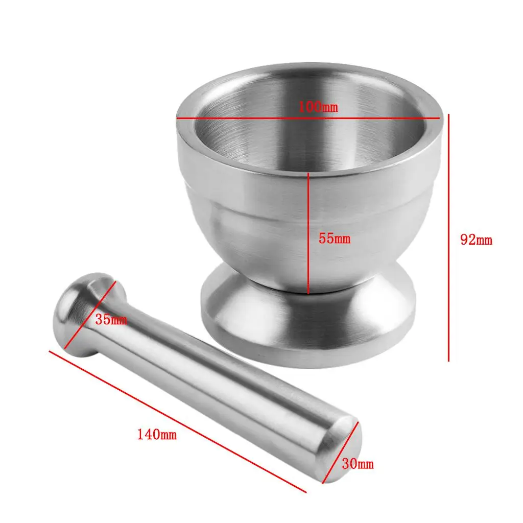Durable Stainless Steel Mortar Pestle Garlic Mortar Spice Grinder Bowl for Herbs Seeds Medicine