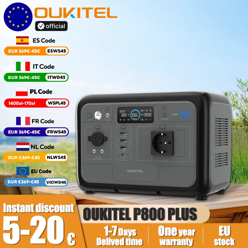 OUKITEL P800E centrale électrique Portable 800W puissance de sortie 512Wh LiFePO4 famille Camping en plein air alimentation de secours puissance Mobile