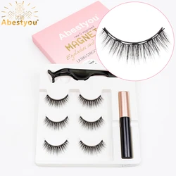 Abestyou 3pairs 12mm Natural Effect Cilios Magnetic Eyelashes Eyeliner Set Magnetyczne Lash Lift Packaging Boxes Bulk Wholesale