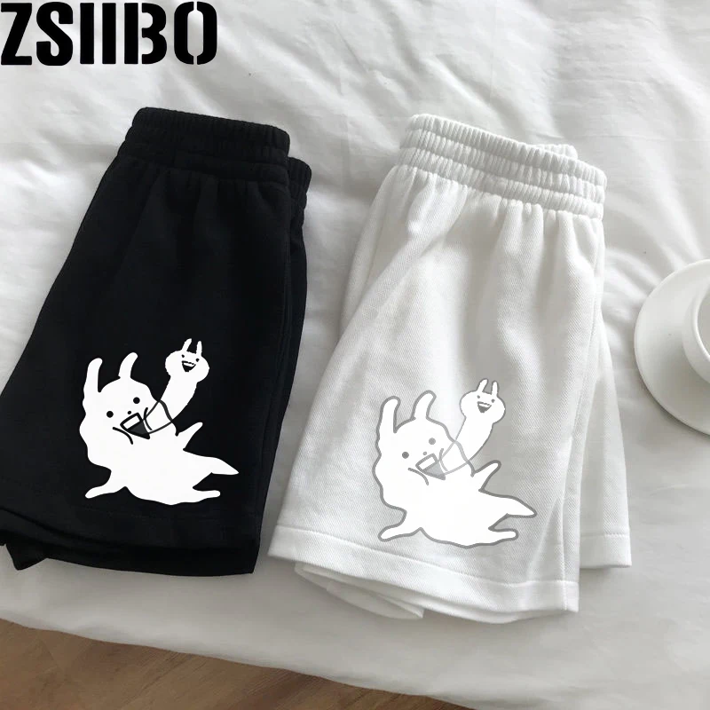 Cute bunny print Casual Shorts For Spring & SummerWomen's Clothing Y2k Loose Women's Shorts High Waist Harajuku Fashion Sports