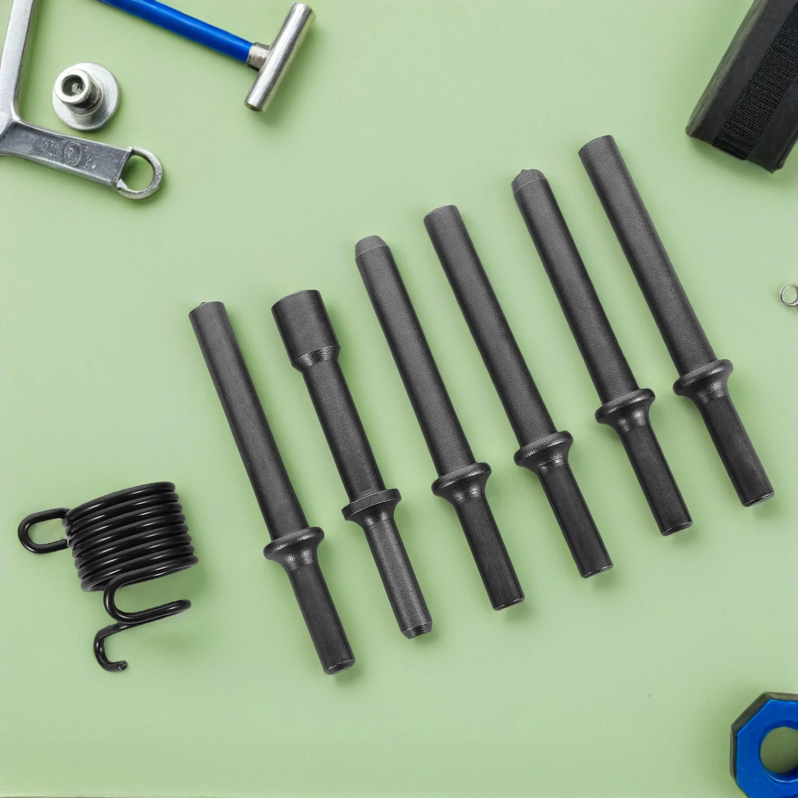Zestaw pneumatycznych końcówek do młota pneumatycznego, pełne i półpuste głowice nitownicze, wiertła sprężynowe, końcówki do wybijania, zestaw do wygładzania, młot pneumatyczny samochodowy
