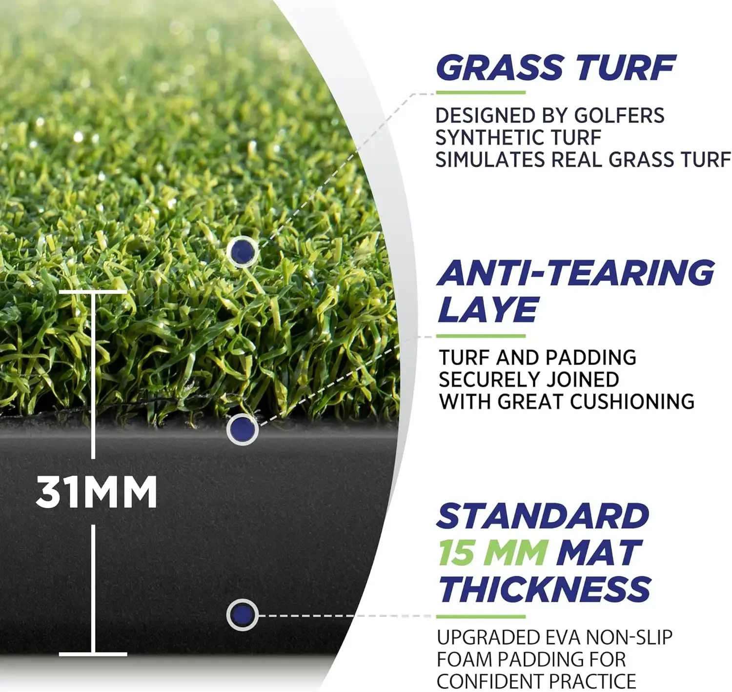 5x4ft Artificial Turf Golf Hitting Mats Practice with 10 Golf Balls