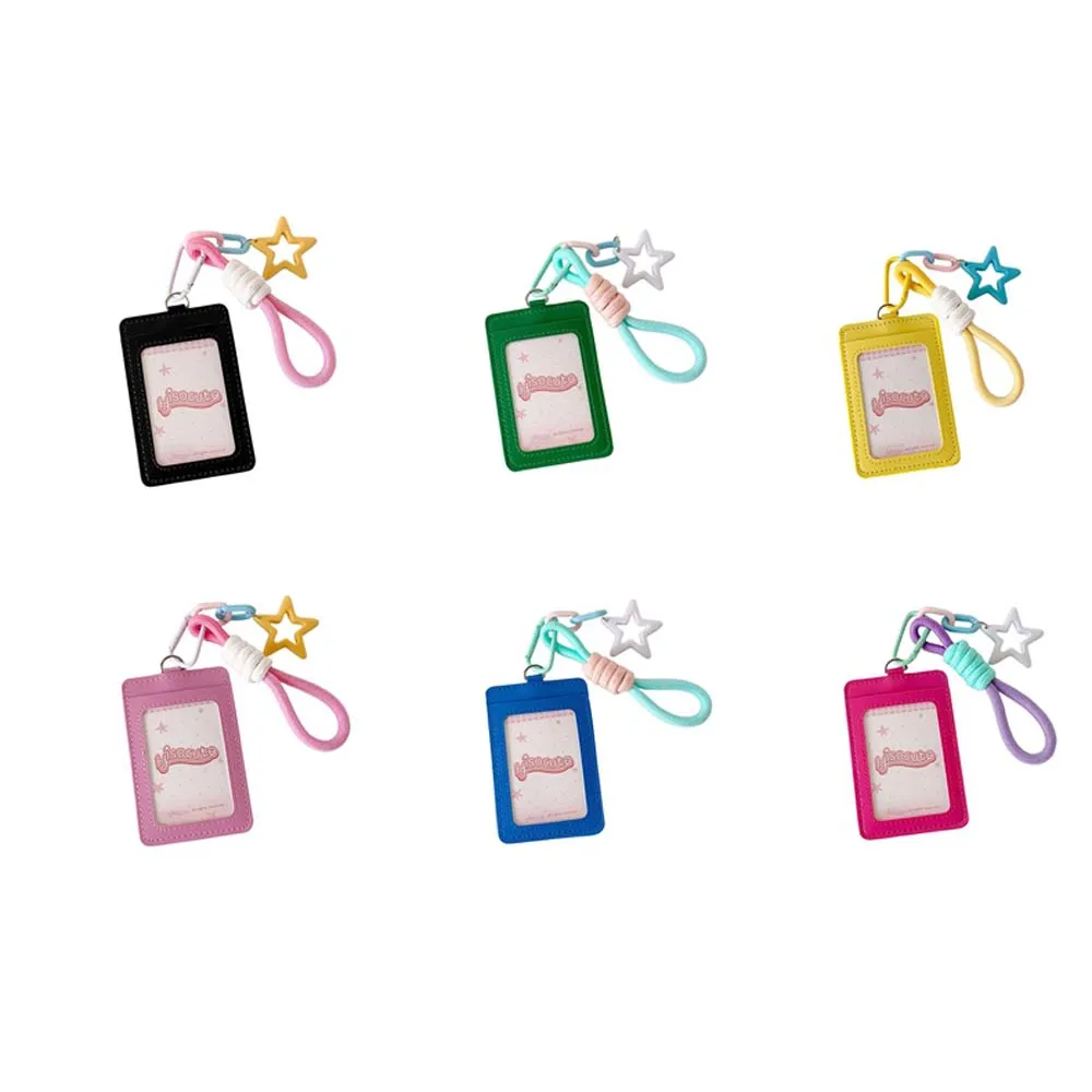 ID Card Protective Leather Bus Card Cover Credit Card PU Leather ID Card Holders Keyring Key Chain Korean Photocard Holder