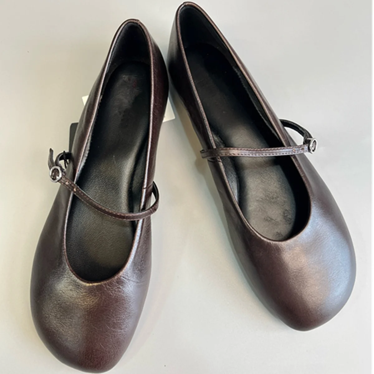 

Dave&Di French Vintage Genuine Leather Comfortable Mary Jane Shoes Minimalist Elegant Flat Shoes For Woman Shoes Loafers