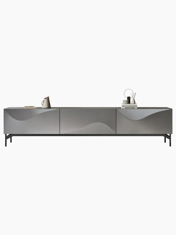 Italian Minimalist TV Cabinet and Tea Table Combination Modern Light Luxury Living Room High 2 M Floor Cabinet