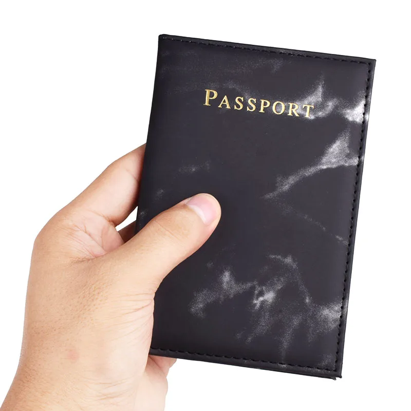 Custodia per passaporto in pelle di marmo Organizer per passaporto da viaggio porta carte di credito porta carte di credito custodia protettiva per portafoglio