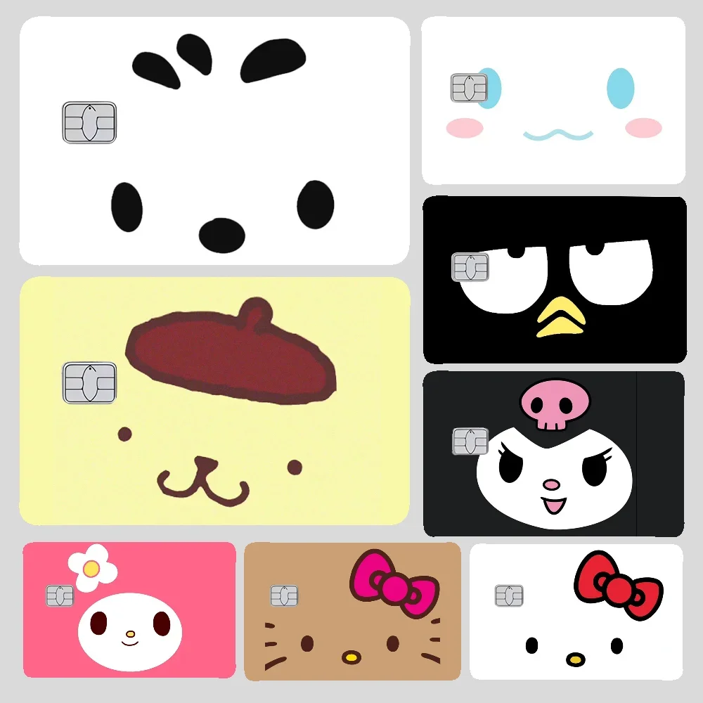 

Наклейки серии San-rio Big Face, 4 шт., ПВХ, наклейки на кожу кредитной карты, съемная самоклеящаяся защитная пленка