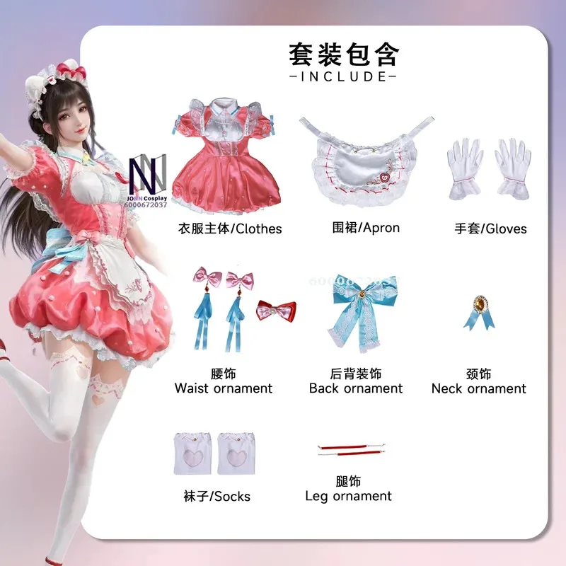 Game Naraka: Bladepoint HuTao Cosplay Costume Anime Clothes Pink Lolita Dress Wig Shoes Full Set for Women New Role Play Suit