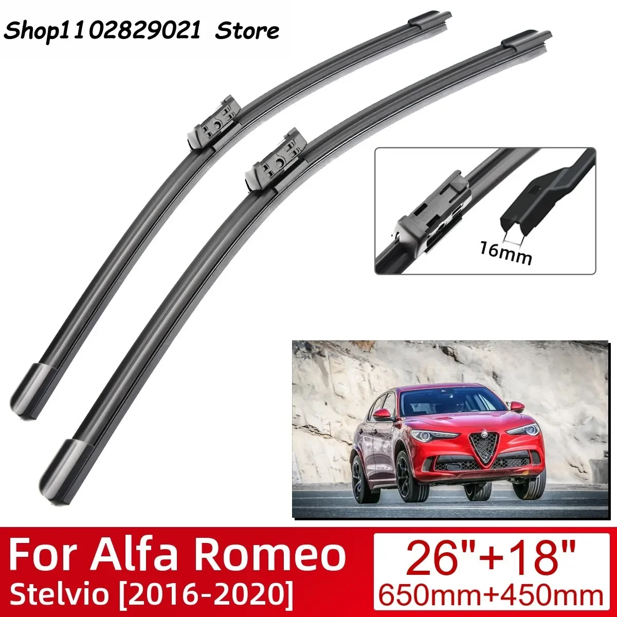 

For Alfa Romeo Stelvio 2016-2020 Car Accessories Front Windscreen Wiper Blade Brushes Wipers 2020 2019 2018 2017 2016